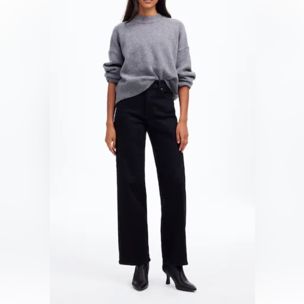 Madewell The Perfect Vintage Wide-Leg Jeans in Black Rinse Wash, NWT Size 31